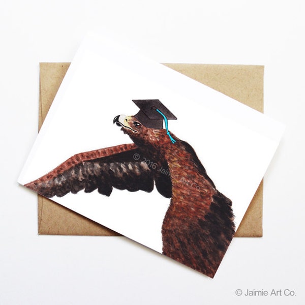 Graduation Card - Hawk, Grad Card, College Graduation, High School Grad, Congrats Grad, Congrats Card, Cute Animal Card, Hawk Card