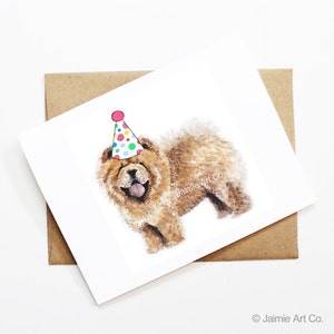 Karta urodzinowa - Chow Chow, urodziny zwierząt, karta ze zwierzętami, słodka karta z pozdrowieniami, karta urodzinowa dla dzieci, karta urodzinowa dla dziecka, pusta karta dla psa