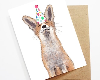 Birthday Card - Fox, Animal Birthday, Animal Card, Cute Greeting Card, Kids Birthday Card, Baby Birthday Card, Fox Birthday, Fox Card