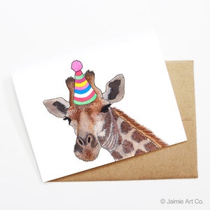 Birthday Card - Giraffe, Animal Birthday, Animal Card, Cute Greeting Card, Kids Birthday Card, Baby Birthday Card, Giraffe Birthday