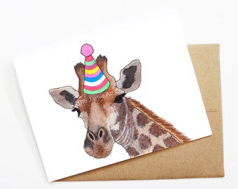 Birthday Card - Giraffe, Animal Birthday, Animal Card, Cute Greeting Card, Kids Birthday Card, Baby Birthday Card, Giraffe Birthday