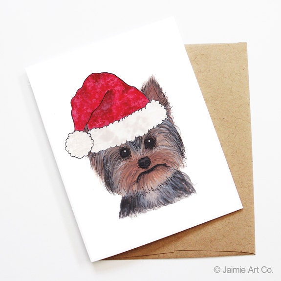 Christmas Card Yorkshire Terrier Dog Christmas Card Cute Etsy