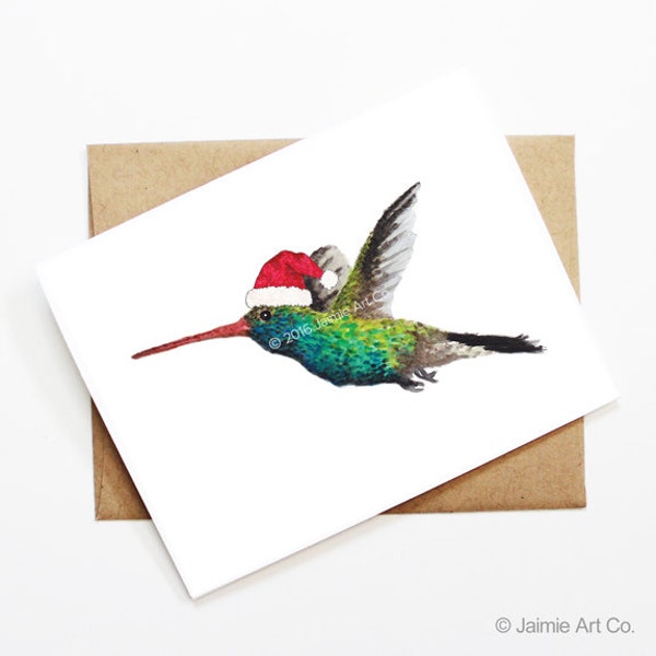 Christmas Card - Hummingbird, Cute Christmas Card, Animal Christmas Card, Holiday Card, Xmas Card, Seasonal Card, Christmas Card Set