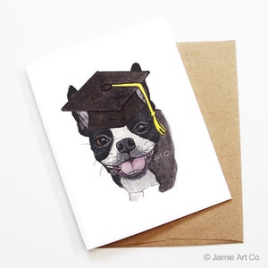 Graduierung Karte - Boston Terrier, Grad-Karte, College-Abschluss, High School bestanden, Glückwunsch grad, Glückwunschkarte, süße Hundekarte