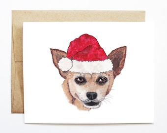 1 Christmas Holiday Card Scrappy Dizzle Designz Chihuahua Dog Animal Rescue
