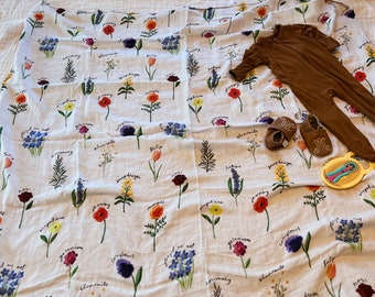 Mary’s Garden Bamboo/Cotton Muslin Swaddle