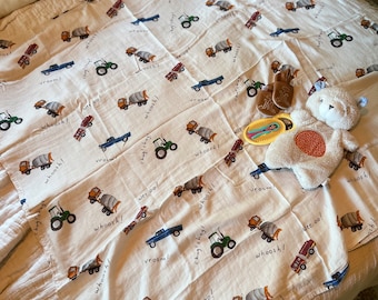 Trucks Muslin Swaddle bamboo/cotton