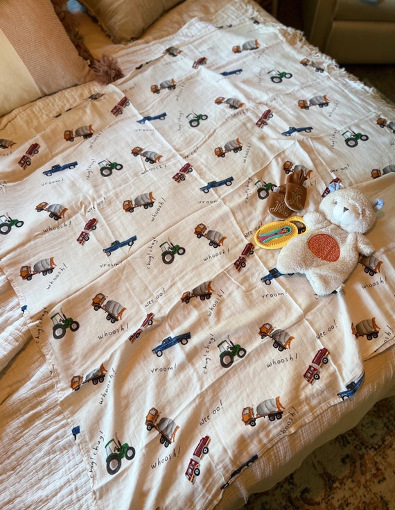 Trucks Muslin Swaddle Bamboo cotton Etsy