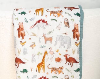 MINI* Animals/Creatures Big and Small 8-Layer Bamboo Cotton Muslin Blanket