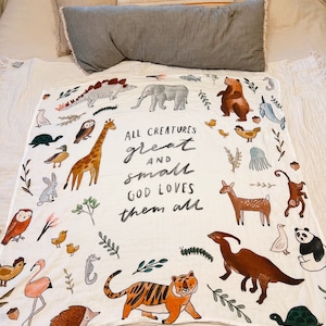 Creatures Great and Small Bamboo Cotton Muslin Swaddle