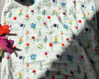 Floral Bamboo Cotton Muslin Baby Blanket - Marian Garden Mini Quilt