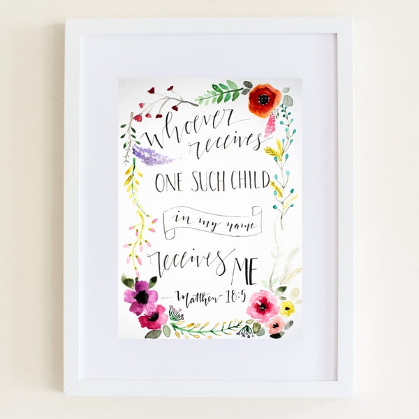 Watercolor Quote Painting/Scripture Verse/One Such Child Print 8x10 SALE