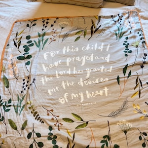 For This Child I Have Prayed Deluxe Bamboo/Cotton Muslin Quilt