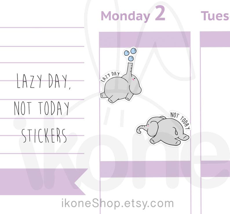 Cute lazy Elephant Planner Stickers baby elephant Stickers Etsy