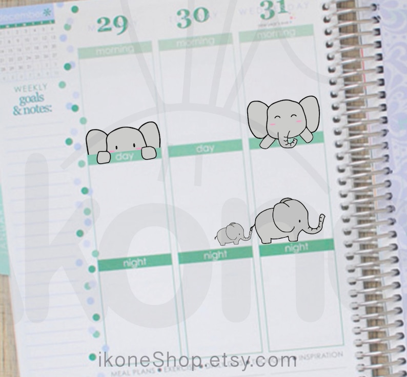 Cute Elephant Planner Stickers Baby Elephant Printable Etsy