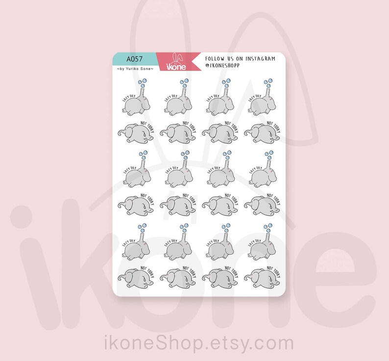 Cute lazy Elephant Planner Stickers baby elephant Stickers Etsy