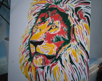 Rastafarian lion oil painting