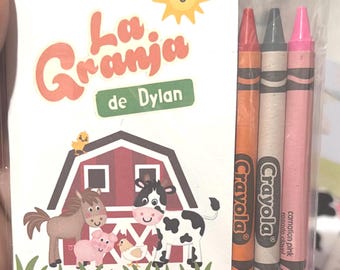 Custom Farm Coloring Books: Kids Party Favors with Crayons