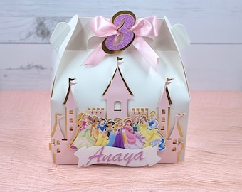 Princess Gable box• Princess favor box •  princess favor boxes • castle princess favor box • castle party box • 3D favor boxes