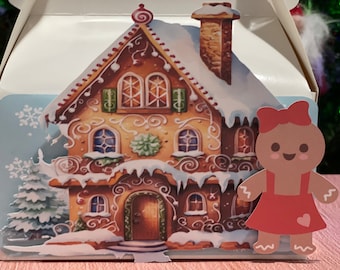 Gingerbread Gable box• Christmas favor box • Gingerbread  favor boxes • Christmas  favor box • Christmas party box • Winter Birthday