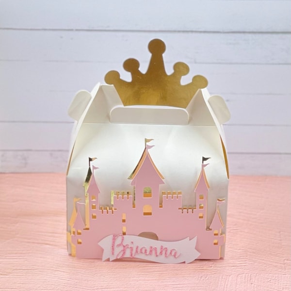 Princess Gable box• Princess favor box • Crown favor boxes • Crown princess favor box • Queen party box • 3D favor boxes