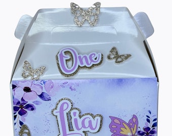Butterfly Gable Favor Box: Custom First Birthday Party Decor