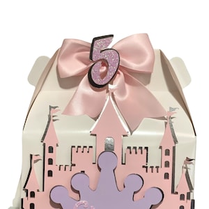 Princess Gable box• Princess favor box • princess favor boxes • castle princess favor box • castle party box • Pink and silver favor box