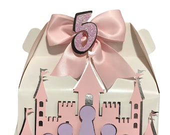 Princess Castle Favor Box: Pink & Silver Party Gable Box