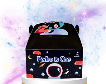 Personalized Astronaut Gable Box: Space Birthday Party Favor