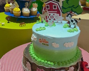 Custom Farm Cake Toppers: Barnyard Animals, Personalized Name