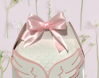 Angel Wings Baptism Favor Box • Bautizo Souvenir
