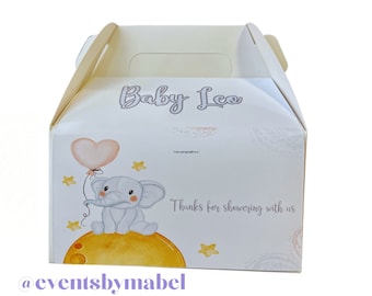 Personalized Baby Elephant Gable Box: Baby Shower Favor