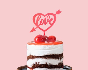 Love Heart Acrylic Cake Topper: Valentine's Day Party Decor