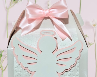 Angel Baptism Favor Box: Custom Gable Box Souvenir