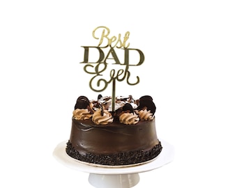 Best Dad Ever Cake Topper, Gold Acrylic Father's Day