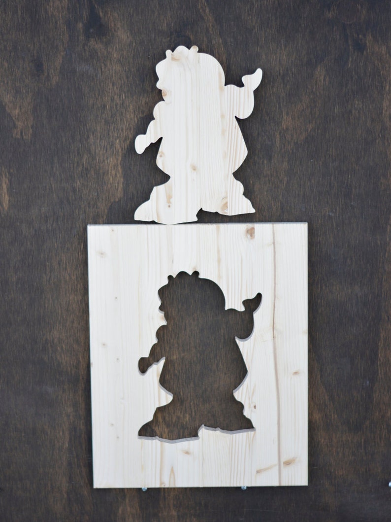 Cogsworth Wood Silhouette Disney Beauty And The Beast Cutout Etsy
