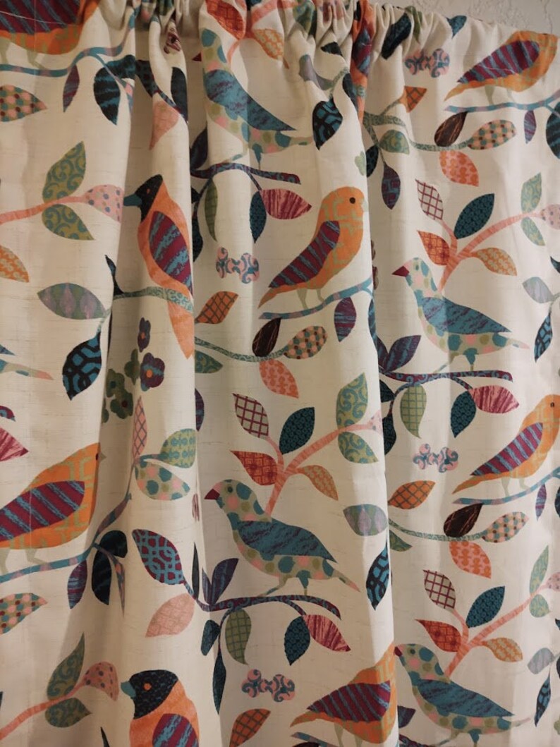 Colorful Bird Curtains Any Size Curtain Panels Valances Etsy