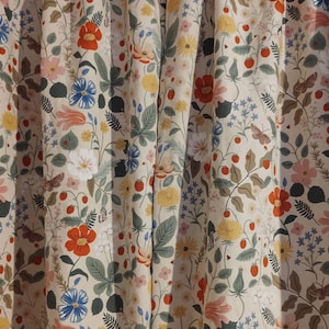 Rifle Paper Co - Strawberry Fields Canvas - Any Size Curtain Panels, Valances - Made To Order