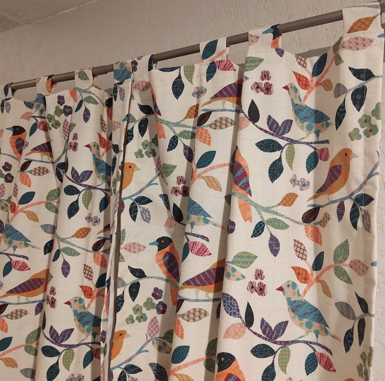 Colorful Bird Curtains Any Size Curtain Panels Valances Etsy