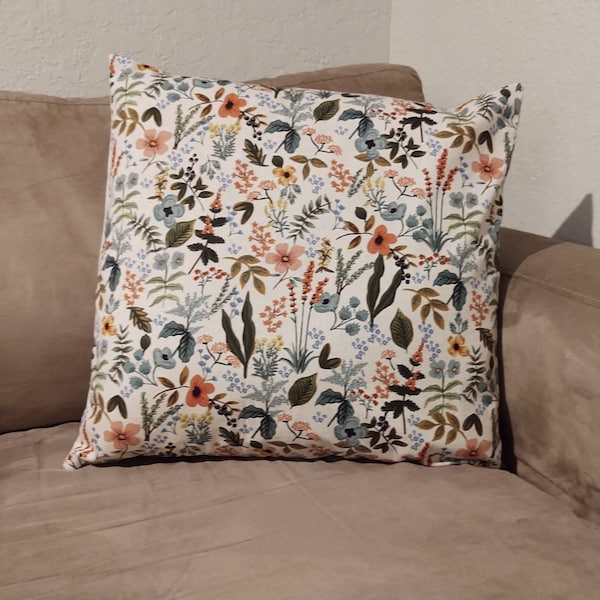 Decor Pillow Cover - Leaves and Flowers, Amalfi Herb Garden - Rifle Paper Company - Farmhouse Pillow Cover, Couch Pillow Cover, Throw Pillow