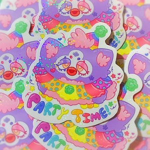 Clown Furby Holo Vinyl Sticker ( party neon long furby 90s nostalgia)