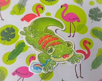 Gecko Webkinz Plushie Holo Vinyl Sticker