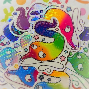 Gummy Worm LGBT Pride vinyl holografische stickers