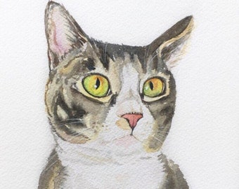 Custom Watercolor Pet Portrait - Original Animal Painting (6x8)
