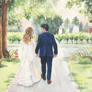 Custom watercolor wedding portrait wedding gift, anniversary present, one of a kind gift, custom portrait from photo, couple's portrait image 1