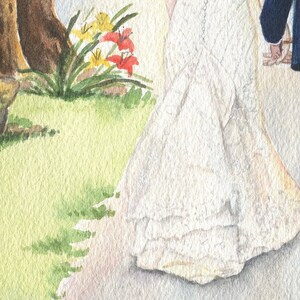 Custom watercolor wedding portrait wedding gift, anniversary present, one of a kind gift, custom portrait from photo, couple's portrait image 4