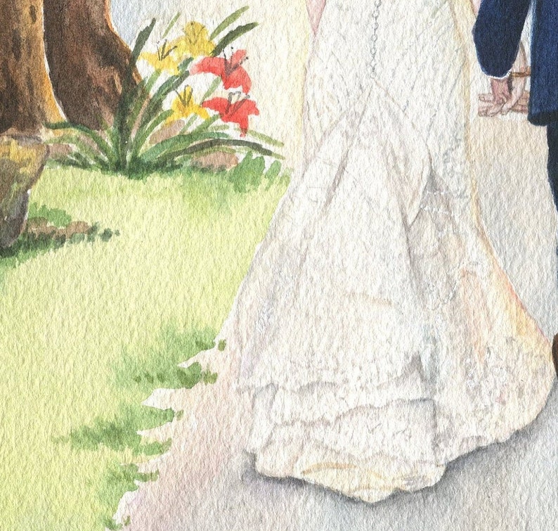 Custom watercolor wedding portrait wedding gift, anniversary present, one of a kind gift, custom portrait from photo, couple's portrait image 4