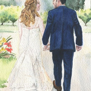 Custom watercolor wedding portrait wedding gift, anniversary present, one of a kind gift, custom portrait from photo, couple's portrait image 3