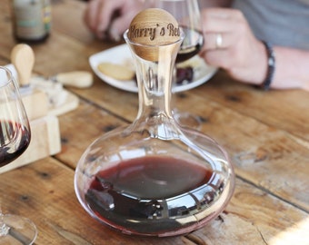 Sagaform Wine Carafe with Personalised Oak Stopper • Dinner Party • Drinks Decanter • Red Wine Aerator