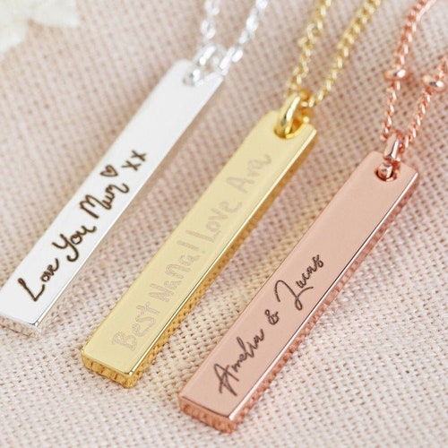 Handwriting' Flat Bar Pendant - Etsy 